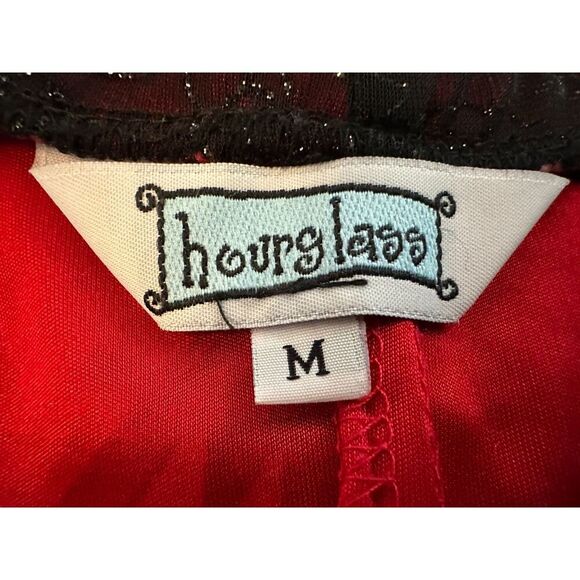 Vintage Strapless Red and Black Sparkly Midi Dress Size M - Picture 5 of 7